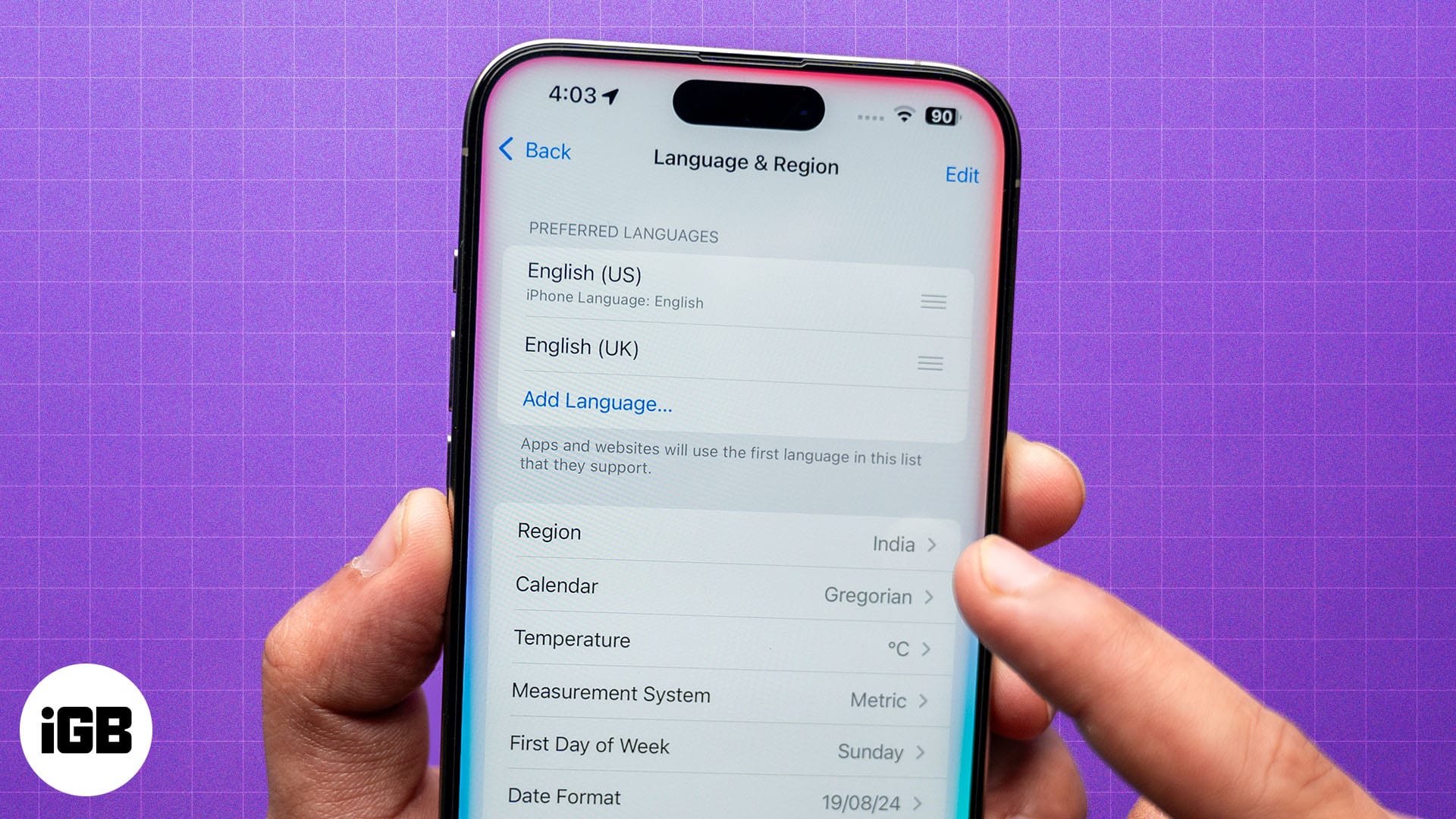 Dəstəklənən bölgələrdən kənarda iPhone-da Apple Intelligence əldə etmək üçün regionun dəyişdirilməsi