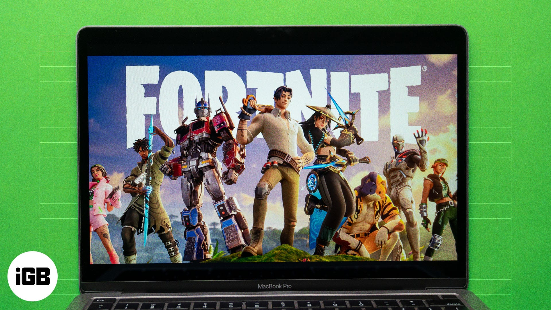 Playing Fortnite on a MacBook.