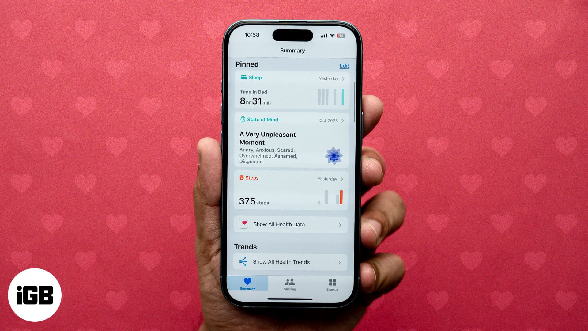 Health app on an iPhone