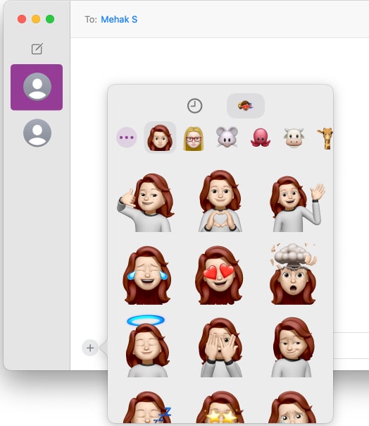 Välja ett klistermärke eller memoji att skicka via appen Meddelanden på en Mac