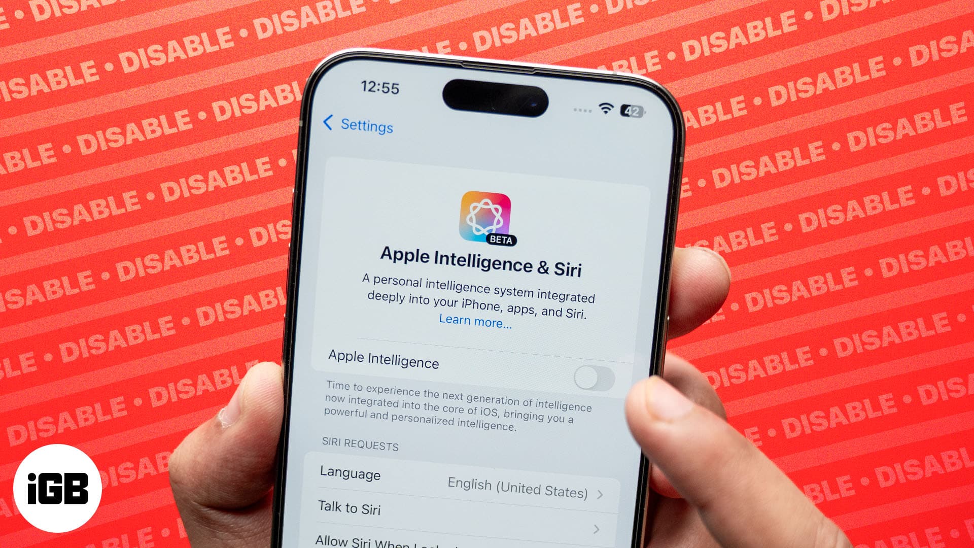 Stänger av Apple Intelligence på en iPhone