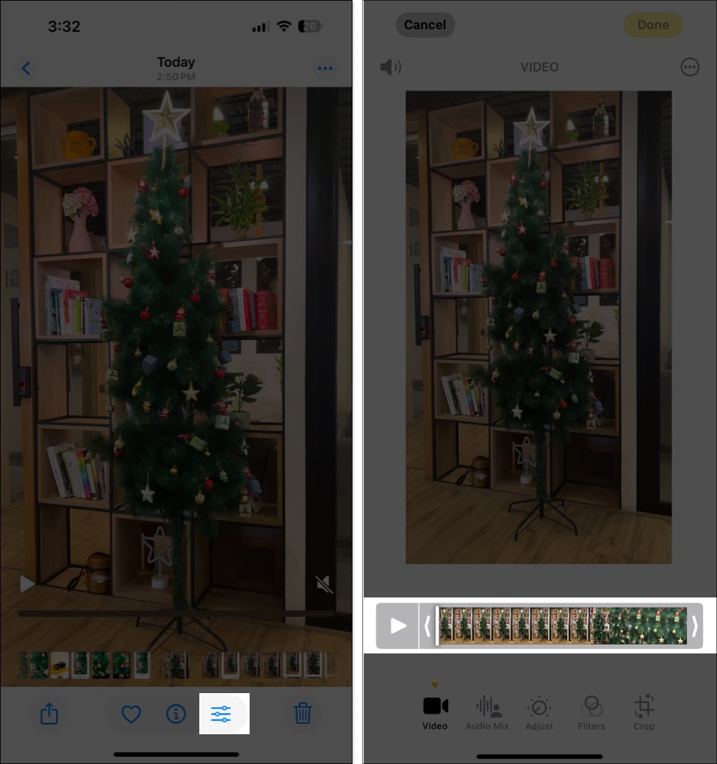 Tap on edit icon in Photos app