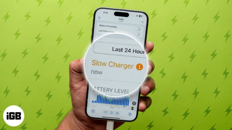 Slow Charger warning message on an iPhone running iOS 18