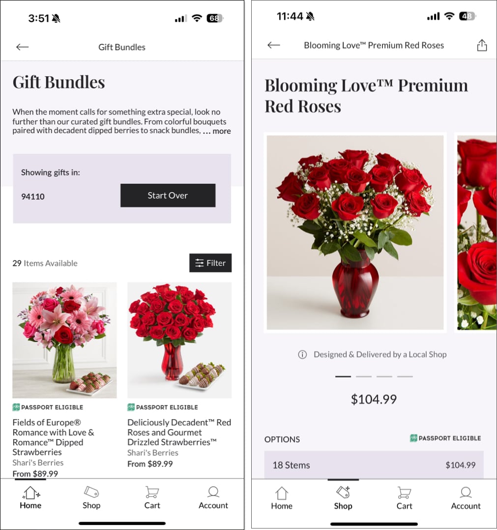 1800Flowers app för iPhones