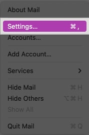 Πρόσβαση στις ρυθμίσεις Apple Mail σε Mac