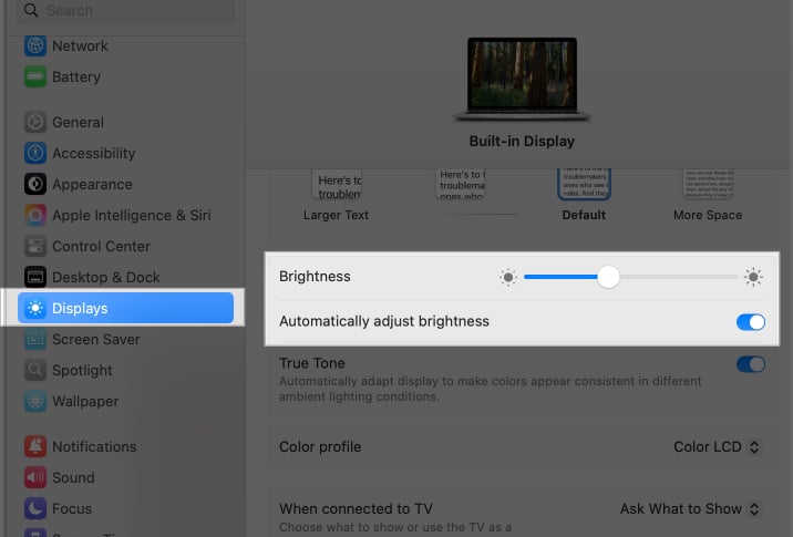 Adjusting Displays settings on Mac