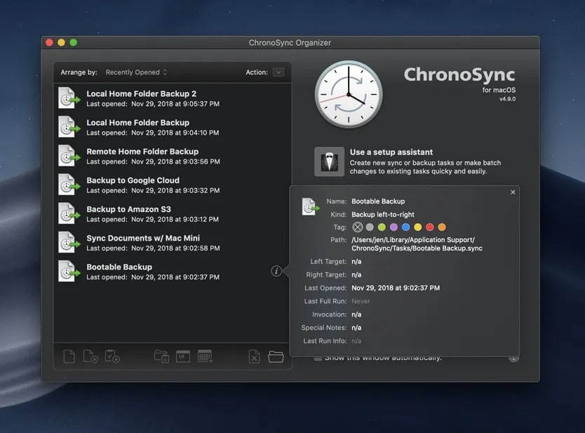 ChronoSync Mac backup software