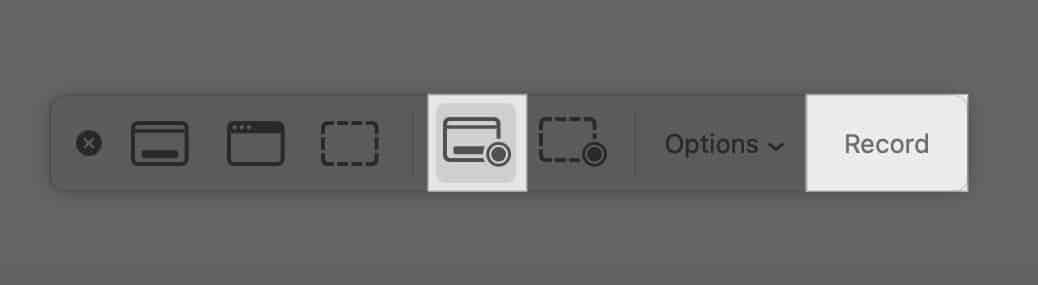 Click on Record on the screenshot tool on your Mac