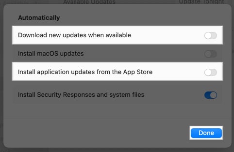 Disabling Automatic Downloads from macOS System Settings