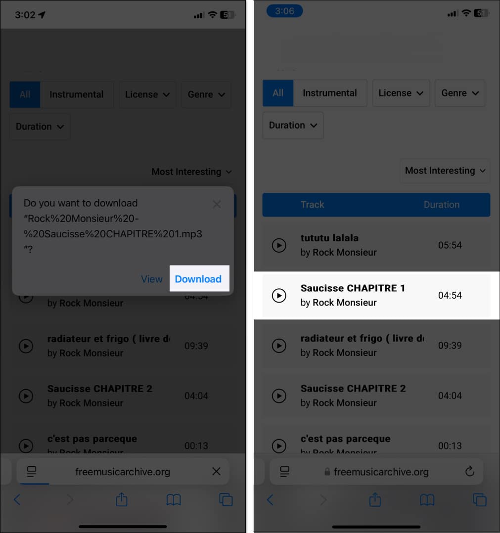 Downloading song from Safari on iPhone
