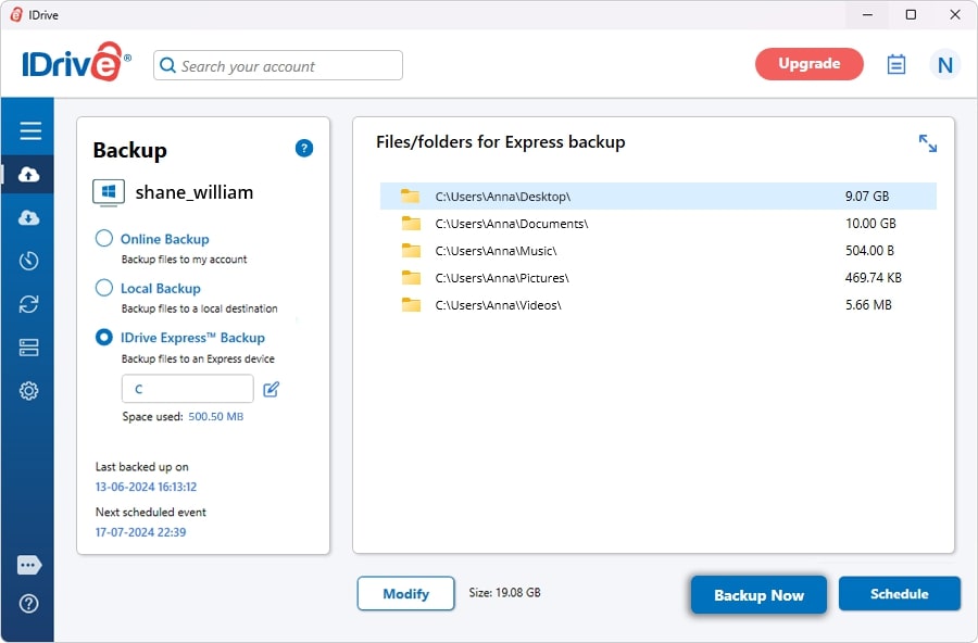 iDrive software to backup mac