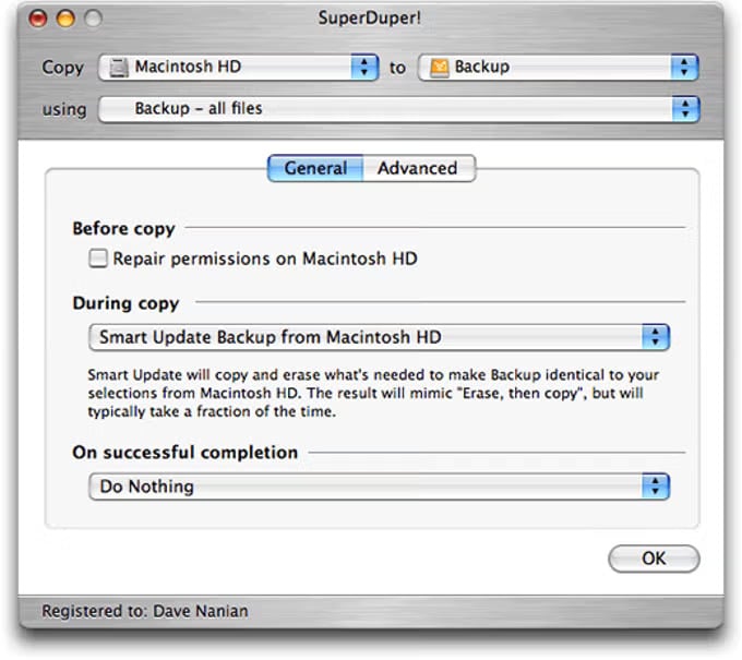 SuperDuper backup software