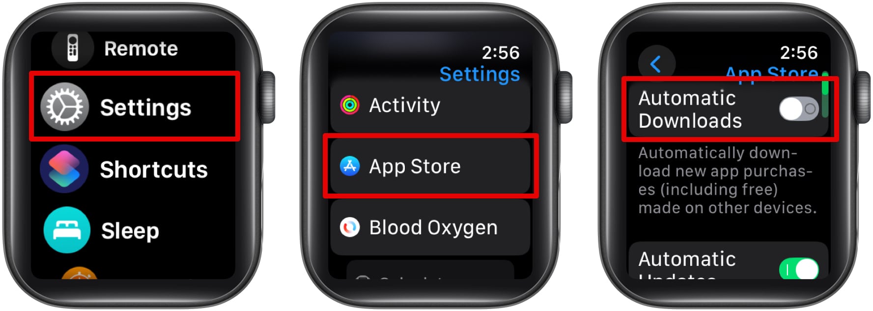 Az automatikus letöltések kikapcsolása az Apple Watch Settings alkalmazásban