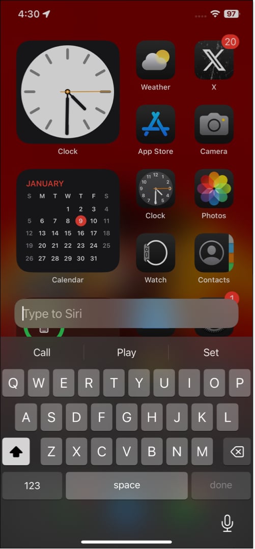 Type to Siri interface on a non  Apple Intelligence supported iPhone