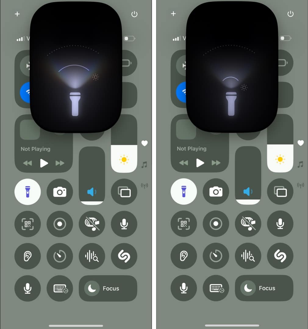 Adjust flashlight beam width on iPhone