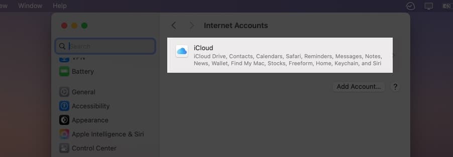 Click on Notes under Saved to iCloud in Mac iCloud Settings