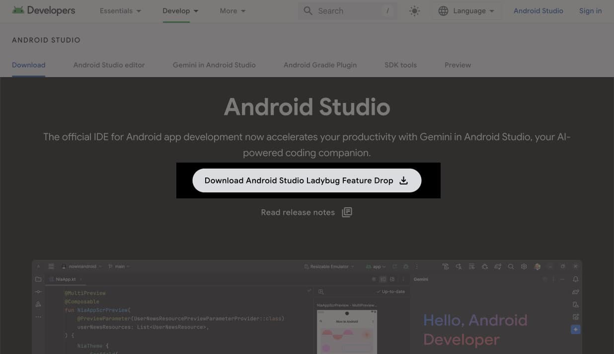 Download Android Studio on your Mac