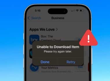 "Unable to Download App" error on an iPhone.