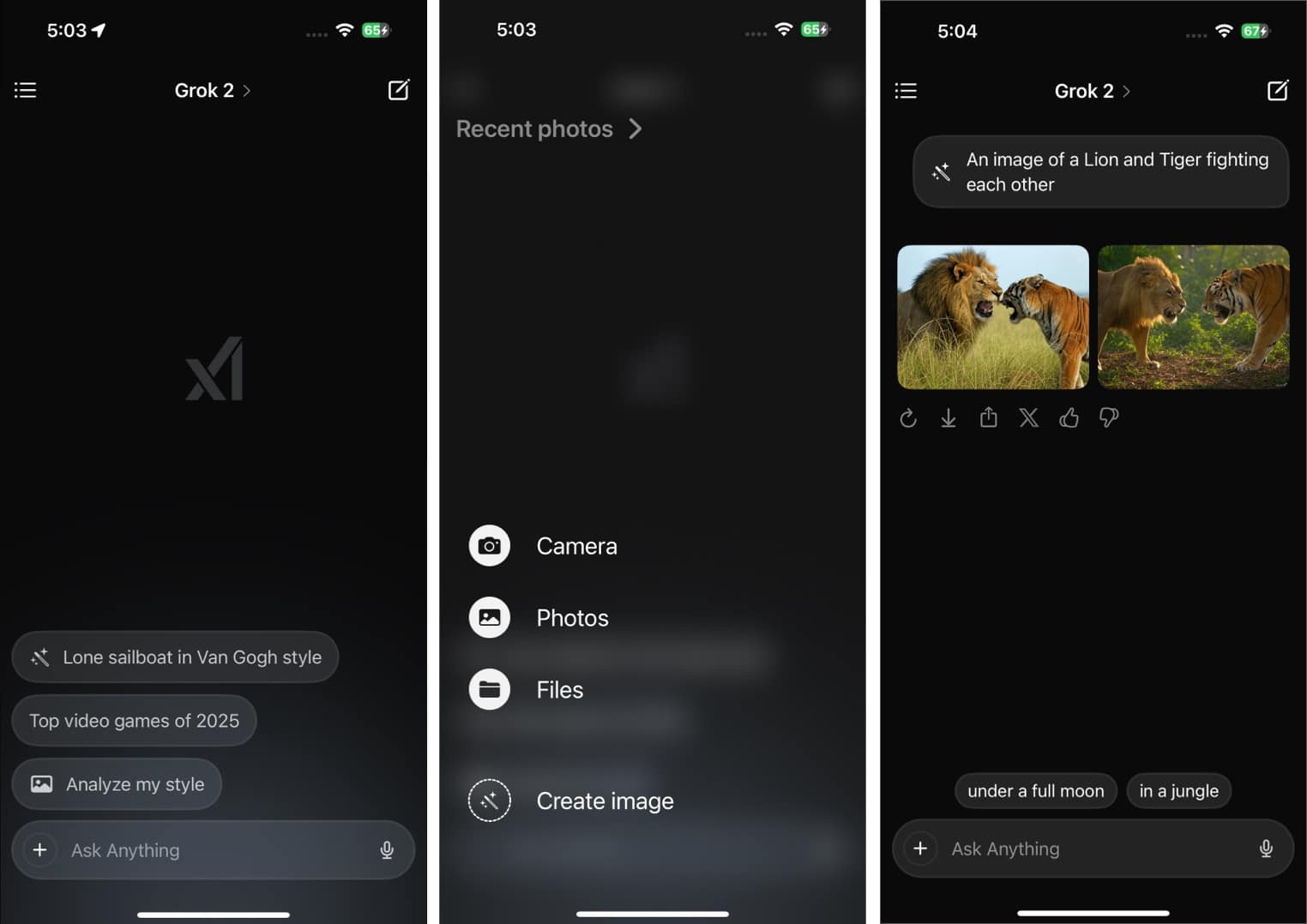 Generera en bild i Grok -appen på en iPhone