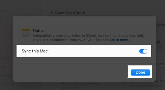 Toggle on Sync this Mac