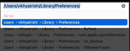 Type LibraryPreferences in the search field and press Enter