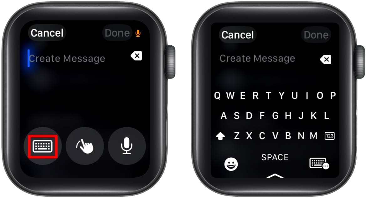 Ändra ingångstyp till Qwerty -tangentbordet på en Apple Watch