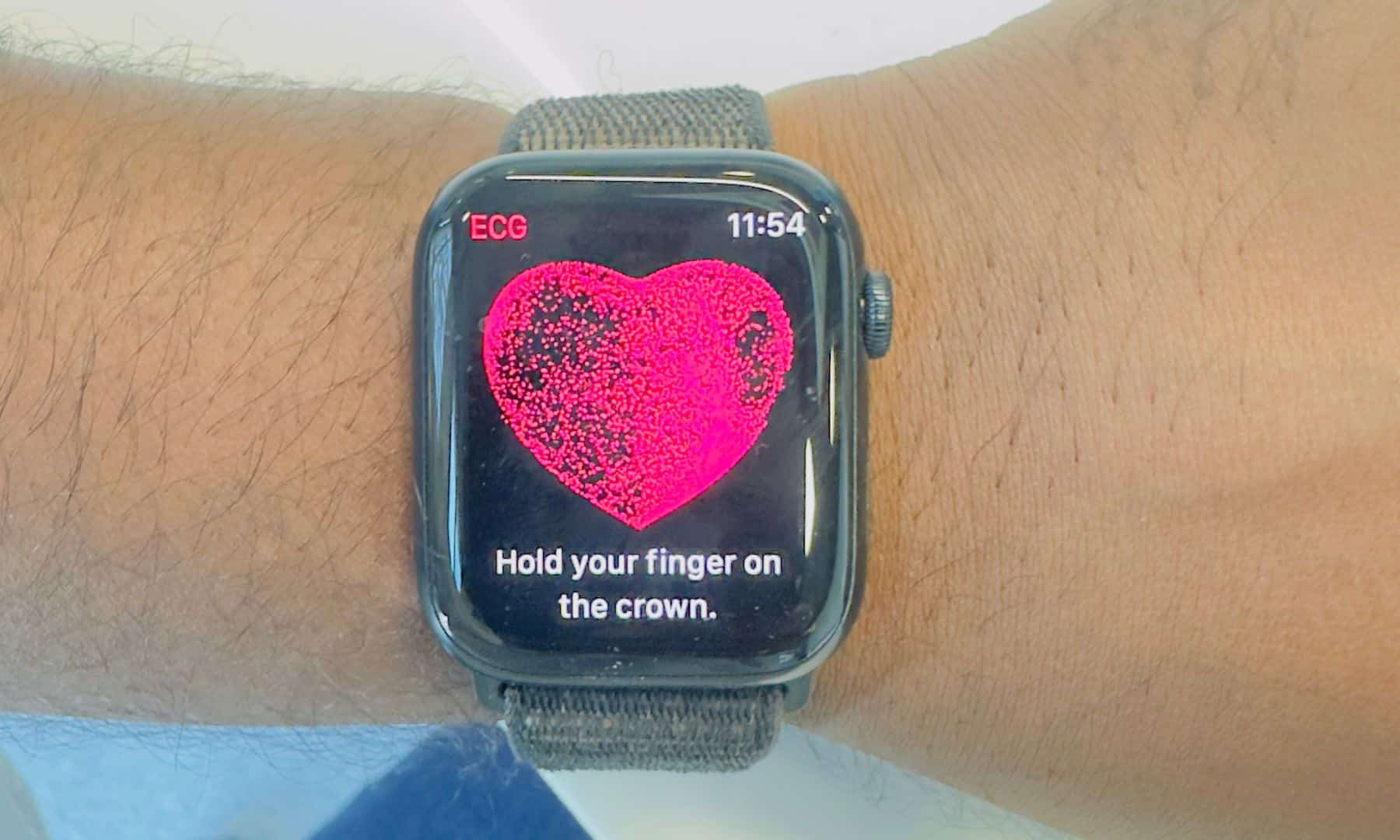 An Apple Watch sitting snugly on a wrist