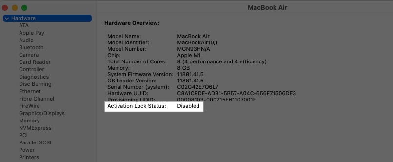 Checking the Activation lock status on a Mac