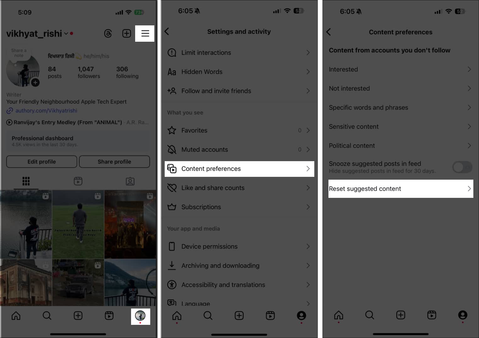 Instagram alqoritmini bir iPhone'da sıfırlamaq