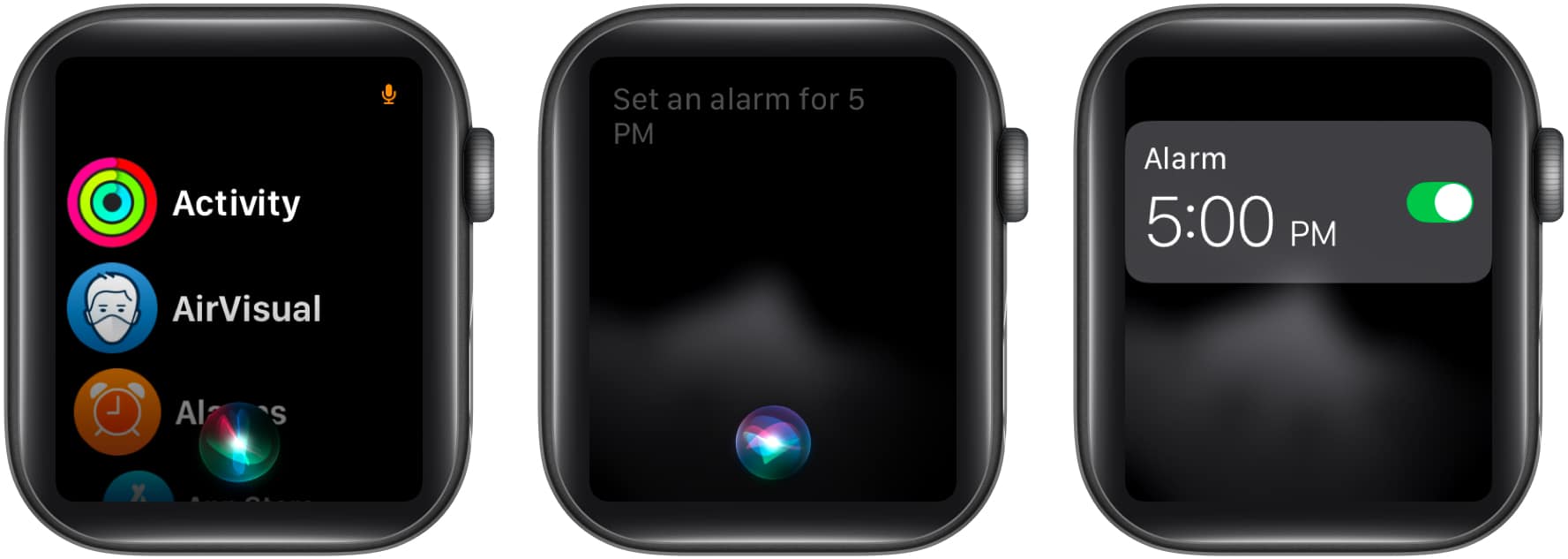 Ställa in ett larm på en Apple Watch med Siri