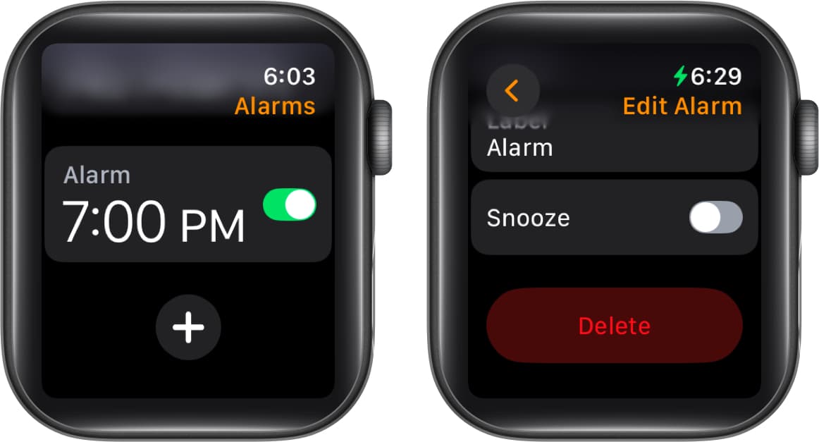 Radera ett larm i Alarms -appen på en Apple Watch