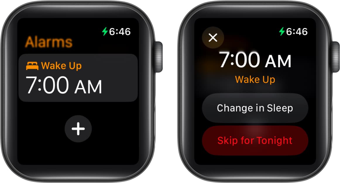 Hoppa över ett väckningsalarm i WatchoS Alarms -appen