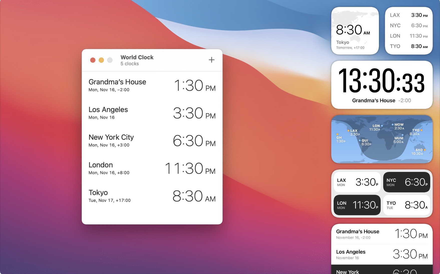 world clock Mac widget