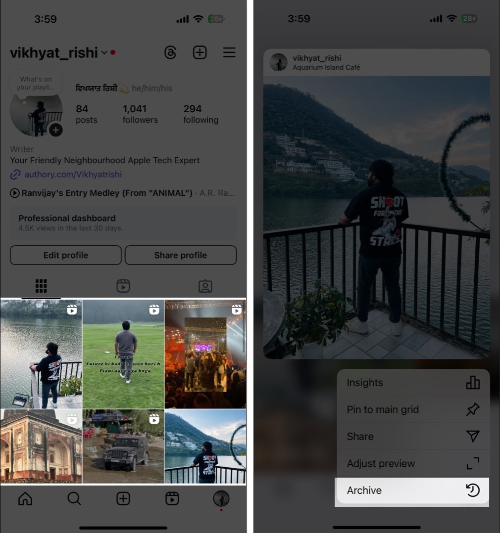 Mengarkibkan jawatan Instagram di iPhone