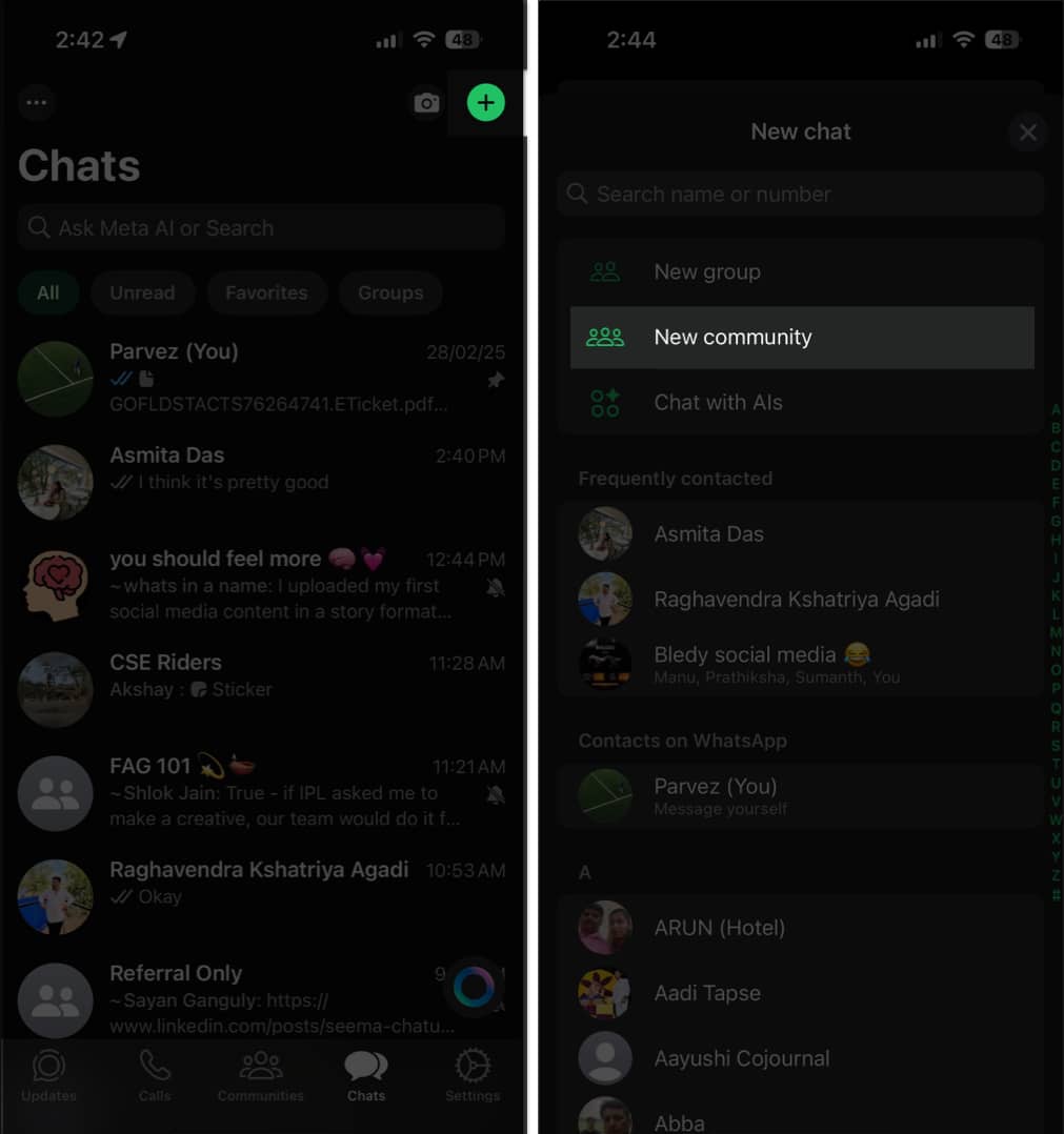 Creating a new WhatsApp Community on an iPhone