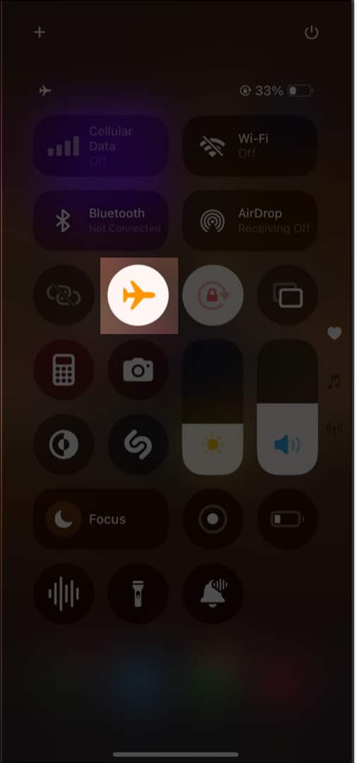 Putting an iPhone into Airplane Mode from the Control Center