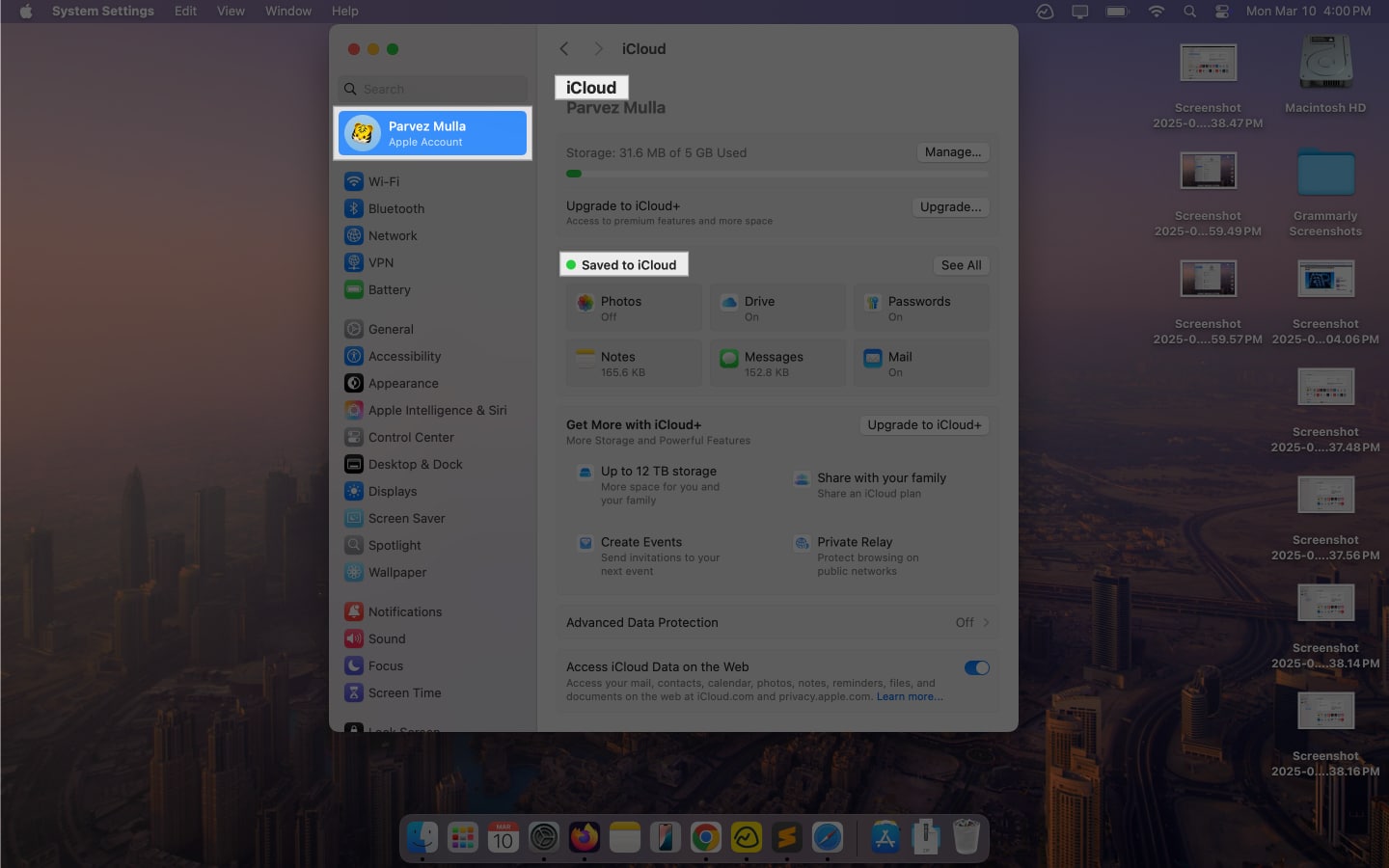 Melihat item yang disimpan ke iCloud pada Mac