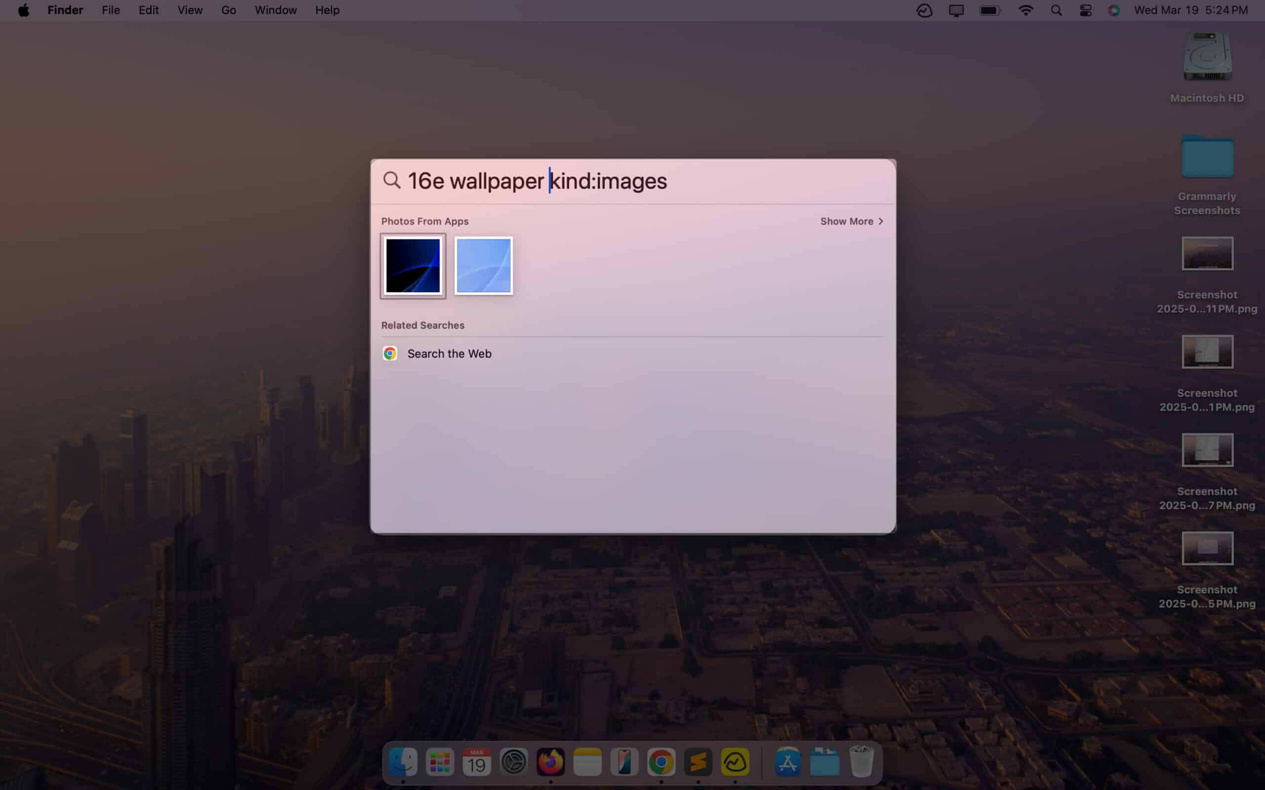 Looking up an image in macOS Spotlight Search using search operators